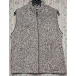 Mazik Full Zip Sherpa Vest WOMENS SIZE L High Pile Gray Side Pockets Soft Jacket